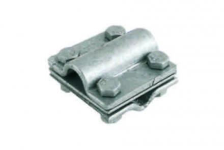 St/tZn, round or stranded conductor to rod connector with stainless steel bolts, code 6208117-71