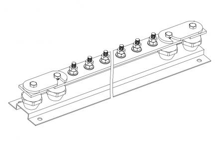 8 terminals earth bar with 2 disconnecting links, code 6656208-71