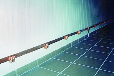 Application of copper tape fastener on equipotential ring bar